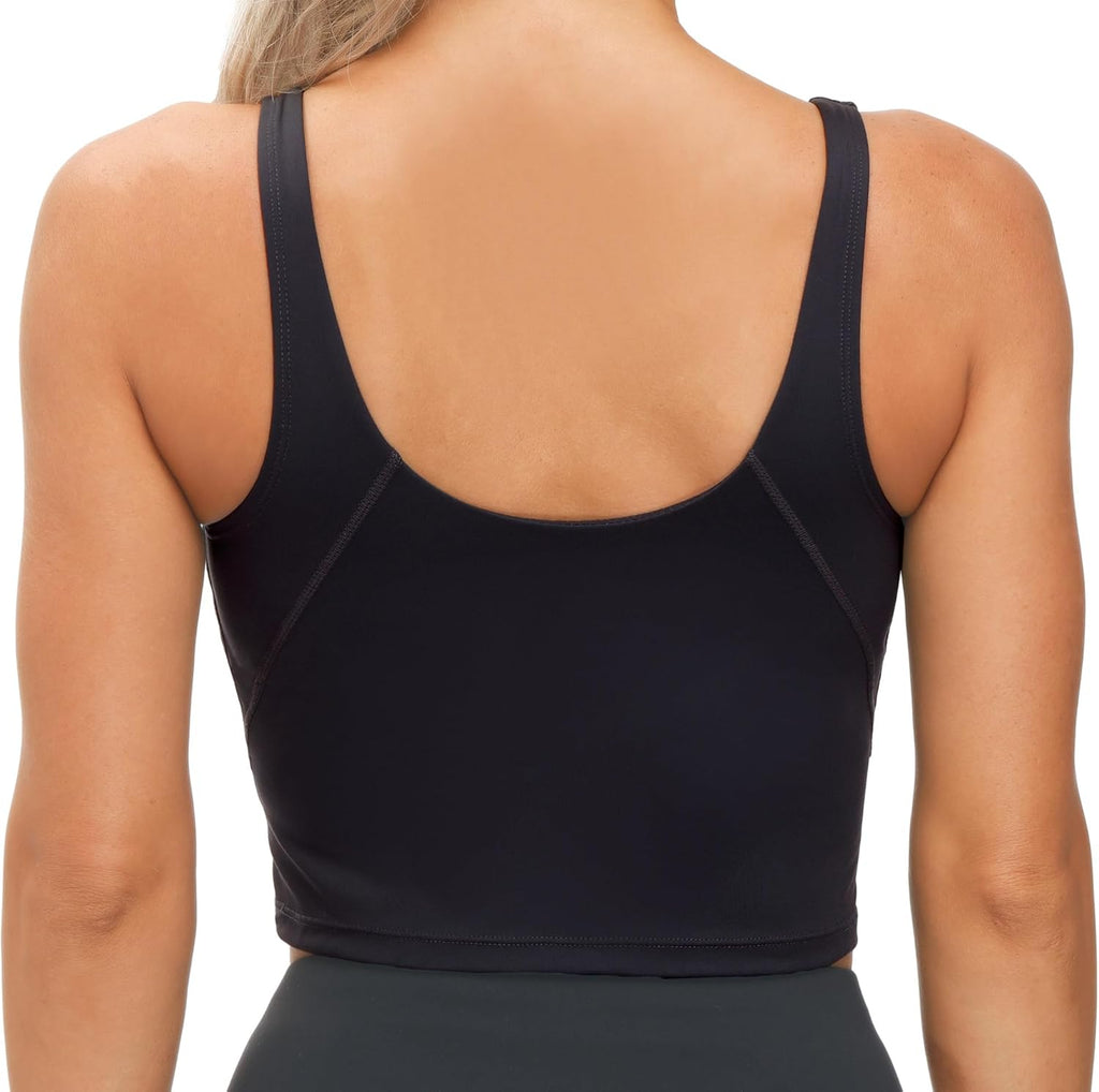 The Gym People Women's Longline Sports Bra - Wirefree, Padded, Medium Support
