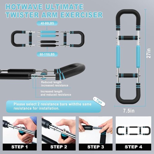 HOTWAVE Twister Arm Trainer - Adjustable Chest & Arm Exerciser for Home Fitness | Portable Upper Body Strength Kit