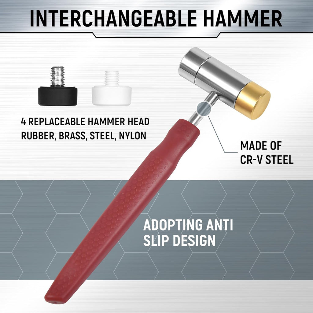 Steel Roll Pin Punch Set by [Brand Name] - Durable Punch Tool with 4 Interchangeable Faces & Storage Case