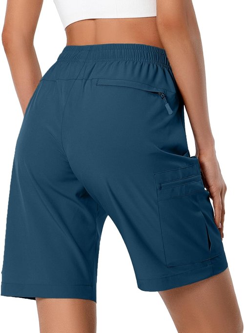 Hugut Women's Hiking Cargo Shorts - Quick Dry Athletic Shorts with Zipper Pockets | Water Resistant, Lightweight