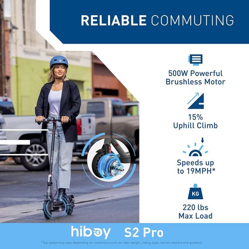 Hiboy S2 Pro Electric Scooter - 500W Motor, 10"/12" Tires, 25/38 Miles Range | Fast Folding Commuter for Adults