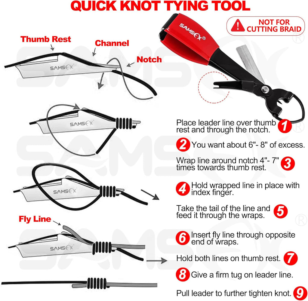SAMSFX Fishing Knot Tying Tool - Multifunctional Fly Fishing Nippers for Quick Knot Tying | Durable Fishing Clippers
