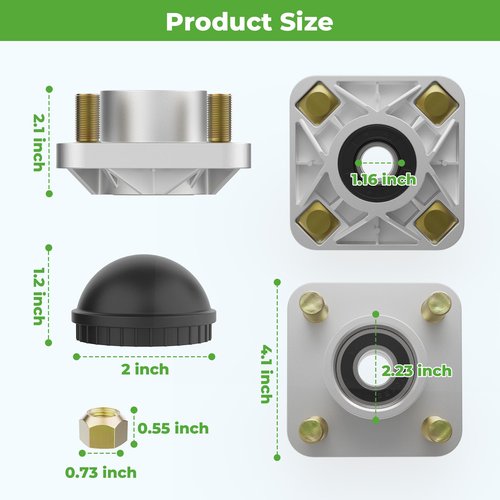 10L0L Golf Cart Front Wheel Hub Assembly W/Hub Bearing/Oil Seal/Dust Cover for Yamaha G2/G8/G9/G14/G16/G19/G22/G29 Drive, Replace OEM# JG5-WF511-10-00,JG5-WF511-00 (Pack of 2)