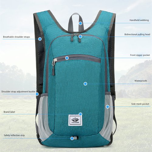 DOJUNS Hiking Backpack 15L Small Travel Backpack Lightweight Foldable Daypack Packable Camping Backpacks for Women Men (Gray)
