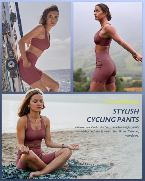 CAMPSNAIL Biker Shorts for Women - High Waisted Tummy Control with Pockets | 3"/5"/8" Sizes for Gym & Yoga