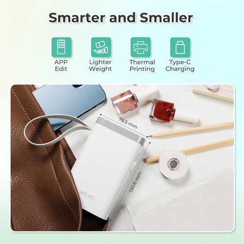 Nelko Label Maker - P21 Bluetooth Wireless Label Printer with Multiple Templates | Compact White Design