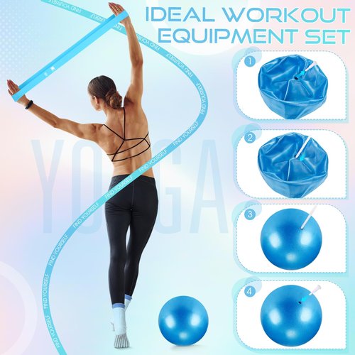 Silipull Home Pilates Essentials Kit for Women Pilates Equipment Set with Yoga Ball Resistance Band, Circle, Yoga Ring Circle Set for Beginners Home Workouts Legs Arms and Thighs(Blue)