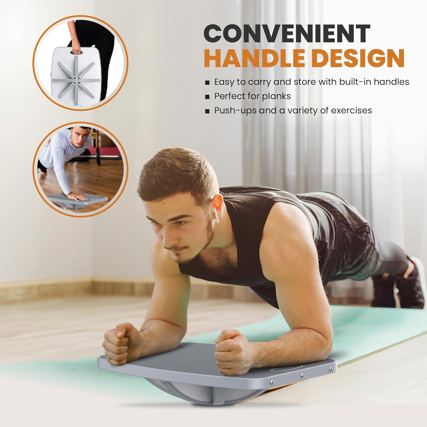 Professional Wooden Balance Board - 360° Portable Wobble Board for Core Strength & Stability Training