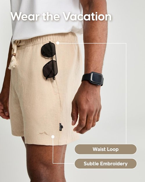 Maamgic Men's Linen Shorts - Breathable Casual Drawstring Design | Perfect for Summer Beach Vacations