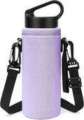 Linkidea Water Bottle Carrier - Shoulder Strap for Hydroflask & CamelBak | Light Purple Sling Bag Holder