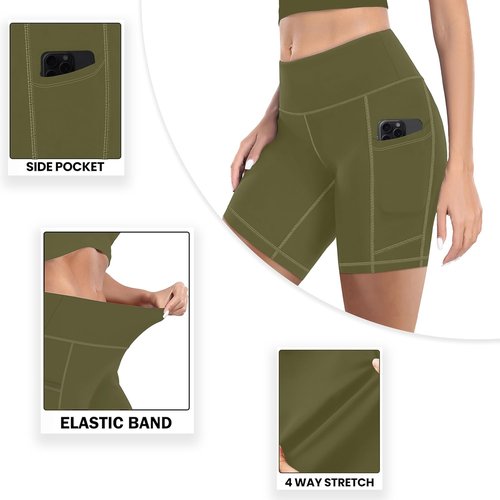 MIRITY High Waist Biker Shorts for Women - Buttery Soft Workout Yoga Shorts with Pockets