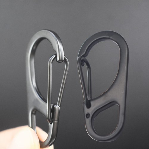 Floyutin 1.8 inch Small Carabiner Clip with Fixed Eyelet Ended Snap Hooks Quick Paracord Clips 18 Packs Black