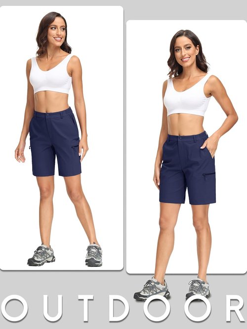 MAGCOMSEN Women's Hiking Shorts - Quick Dry Lightweight Athletic Shorts with 4 Pockets | Summer Casual Running Wear