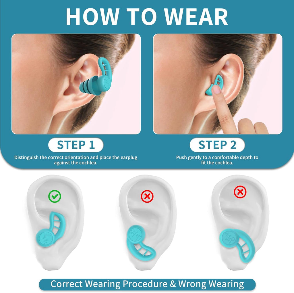 Skiennix Swimming Ear Plugs - 6 Pairs Reusable Silicone Waterproof Earplugs for Water Sports | Unisex