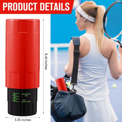 Soulchen 1 Pack Tennis Ball Pressurizer - Tennis Ball Storage Canister Holds 3 Balls Under 14 Psi Pressure, Reusable Stuff for Bounce Retention, Lightweight & Durable (Red)