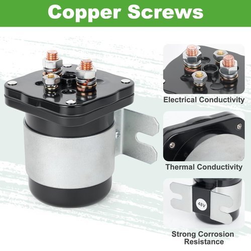 10L0L Heavy Duty 48V 4-Terminal Solenoid for Club Car, EZGO, Yamaha Golf Carts - Compatible with Club Car 101883601, EZGO 73231G01, Yamaha JR1-H1950-00 - 586 Series