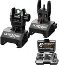 Upgraded Fiber Optic Iron Sight Set - Low Profile Picatinny Rail Backup Sights with Red/Green Dots