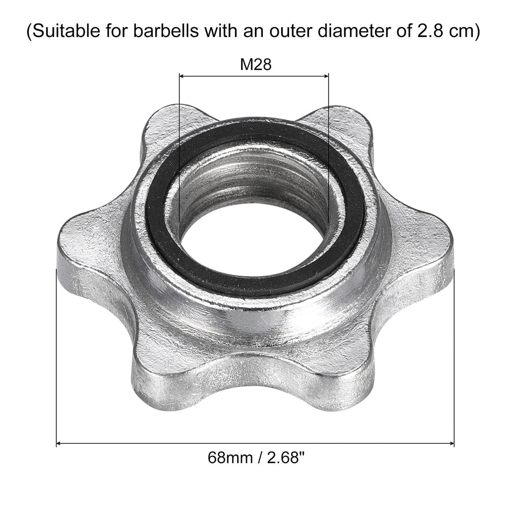uxcell Dumbbell Hex Nut, 2Pcs M28 Anti-Slip Lock Collar Screw for Barbell Dumbbell Weight Lifting Silver