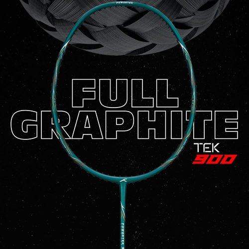 HUNDRED POWERTEK 900 Full Graphite Badminton Racquet with Cover (Emerald) | for Intermediate Player | Weight: 84 Gram | Maximum String Tension: 26lbs