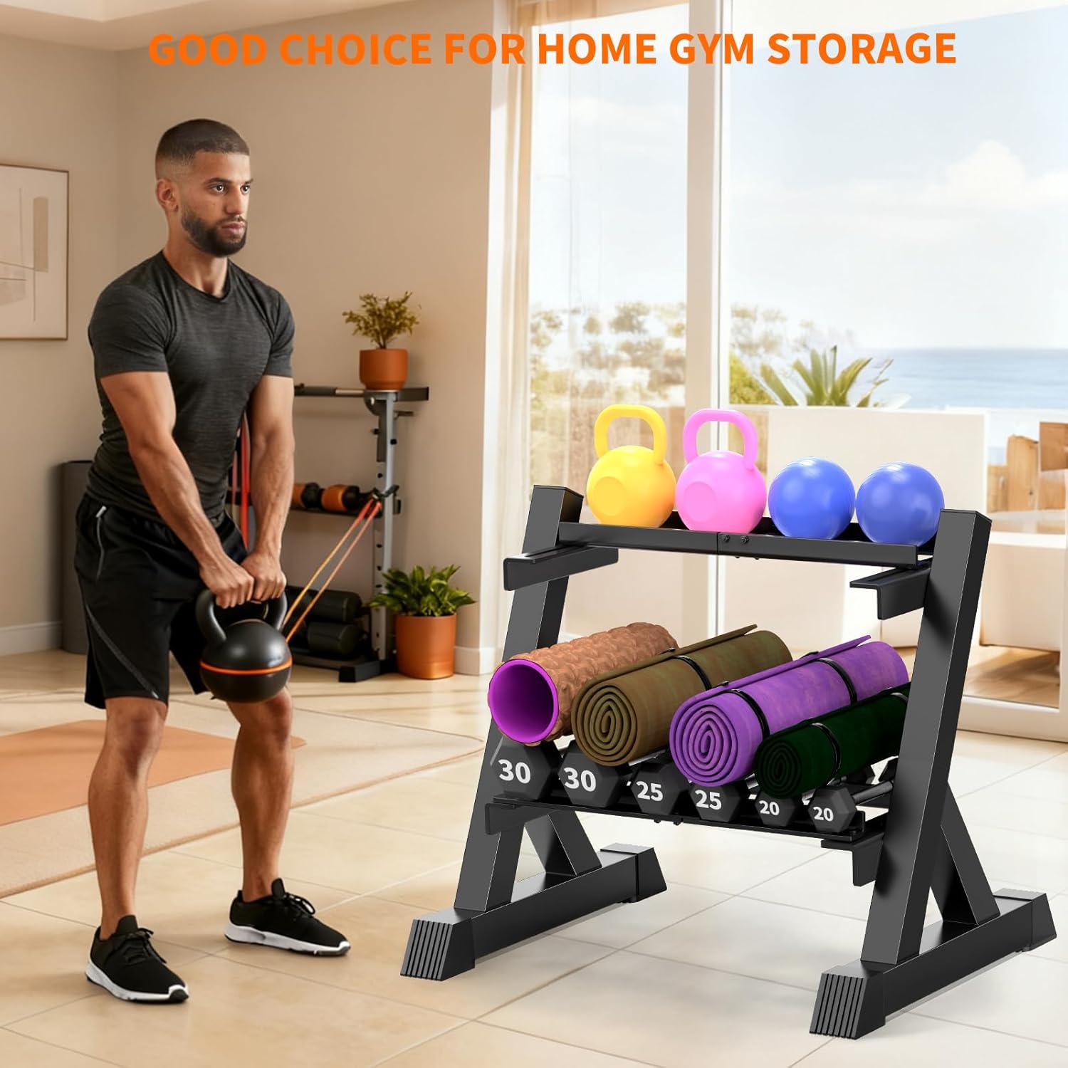 TomCare Dumbbell Rack - Adjustable 2-Tier Weight Stand for Home Gym | Heavy-Duty Metal, 33" Length, 360 lb Capacity