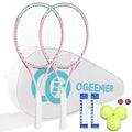 OGEENIER 27" Tennis Racket Set for Adults, Pre-Strung Tennis Racquets for Beginners, 2-Player Recreational Tennis Set with 3 Balls, 2 Vibration Dampers, 2 Grips, 1 Carrying Bag