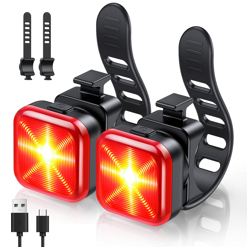 ONVIAN Bike Tail Light 2 Pack, USB Rechargeable Bike Lights for Night Riding, Bright Bicycle Safety Rear Light, IP64 Waterproof, 5 Light Modes, Rear Bike Light for Adults Kids Road Mountain Cycling