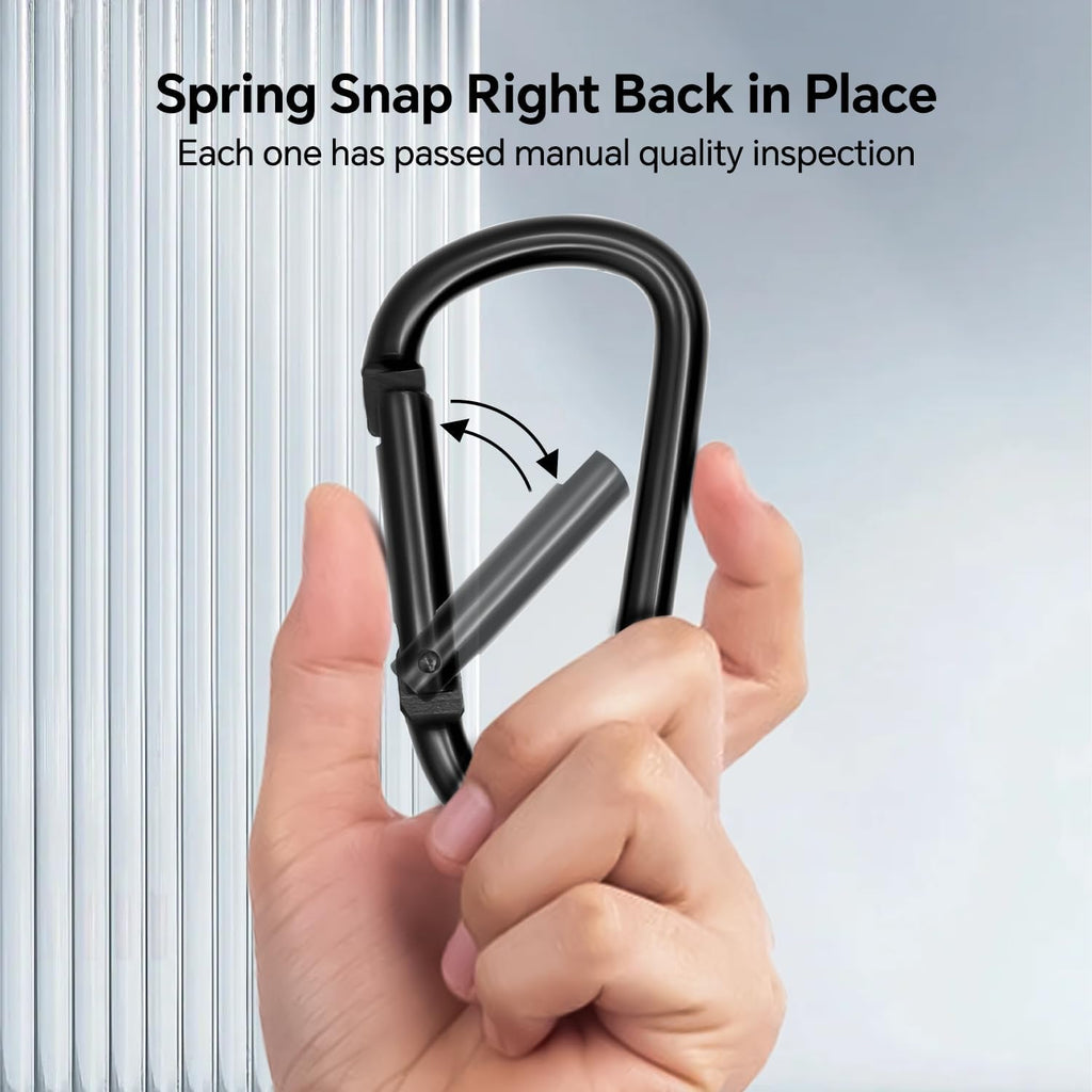 Skiennix Heavy-Duty Carabiner Clip Set - Mini 2-Inch & Large 3-Inch Aluminum Keychain Hooks for Hiking & Camping