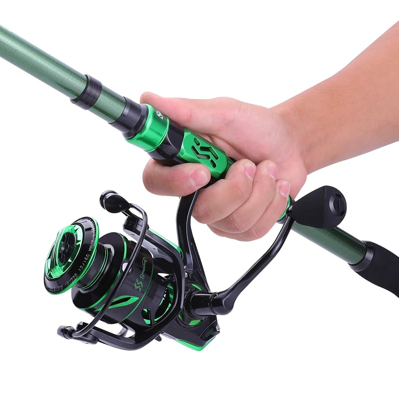 Sougayilang 12+1 BB Telescopic Fishing Rod & Spinning Reel Combo with Carry Case, 5.91 ft, Green (Variation: green+5.91 ft - 2000)