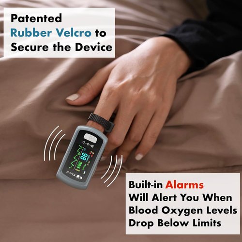 EMAY Sleep Oxygen Monitor - Bluetooth Pulse Oximeter with App & 72-Hour Memory for SpO2 Tracking