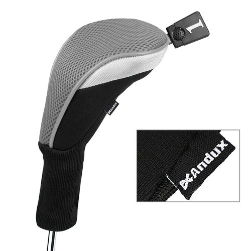 Andux Golf Club Wood Head Covers 460CC Driver Covers Long Neck Grey