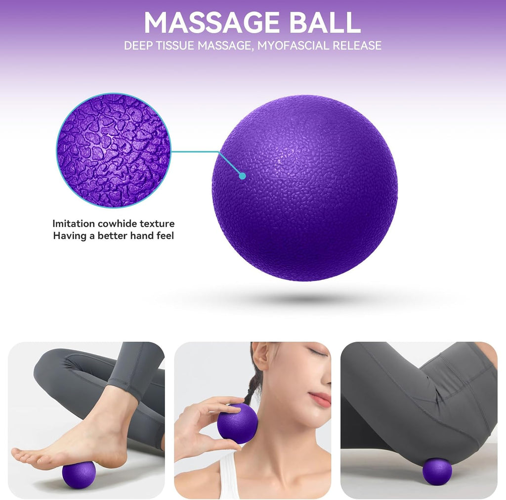 Skiennix 5-in-1 Foam Roller Set - High Density Deep Tissue Massager for Full Body Therapy (Purple)