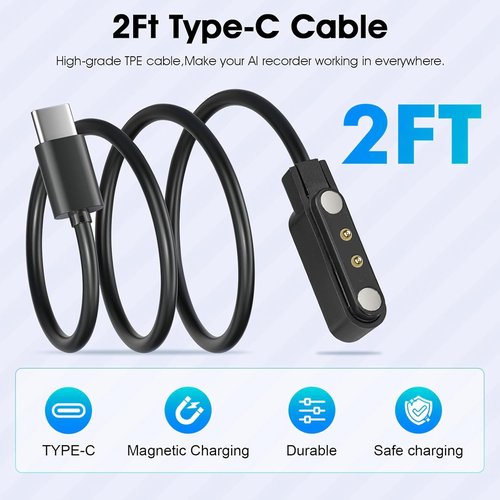 Compatible for SkyCaddie Watch Charger, Charging Replacement Cable Compatible for SkyCaddie LX2, LX5, LX5C GPS Touchscreen Smart Watches. (Black+Black, Type C)