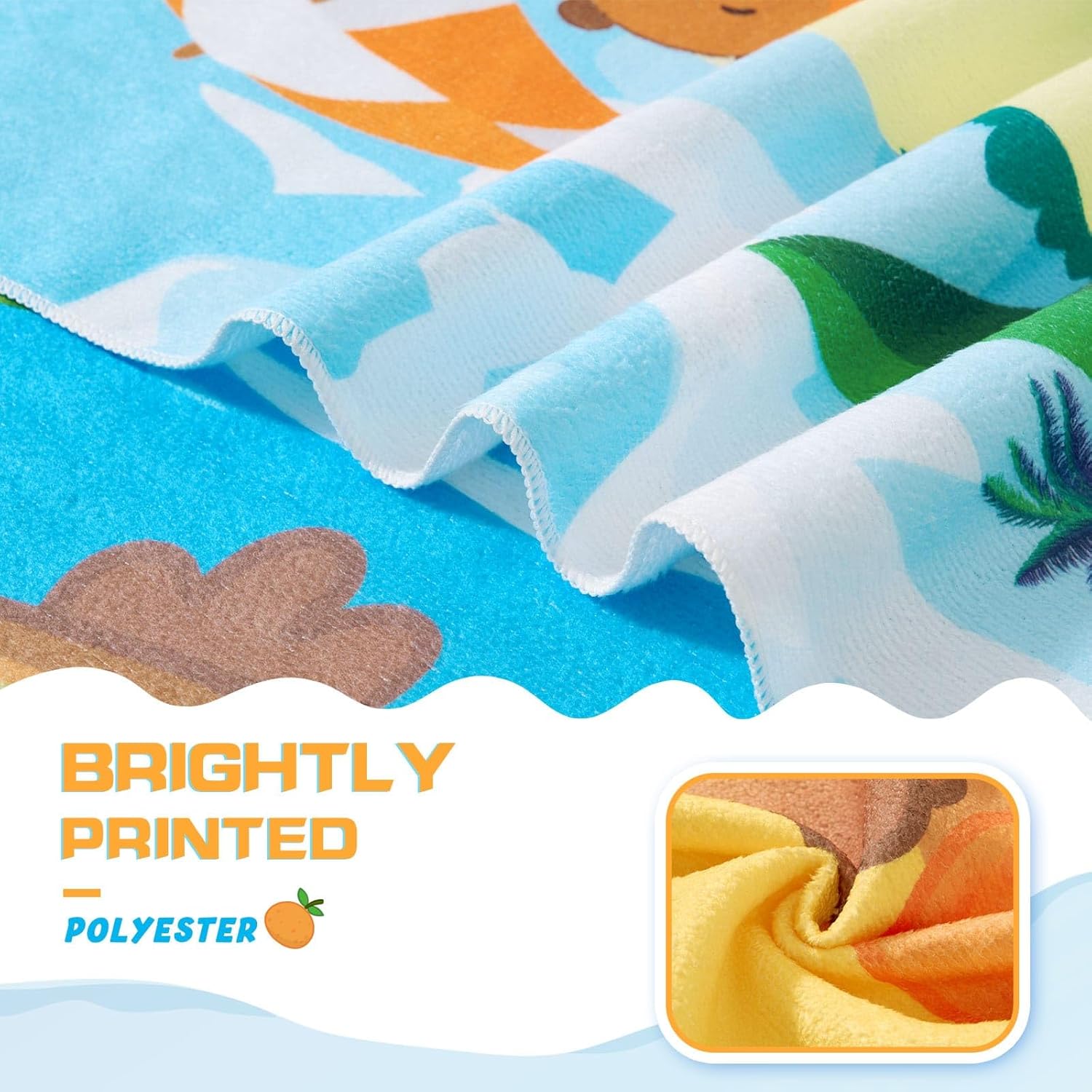 WERNNSAI Kids Beach Towel - Quick Dry, Sand-Free Capybara Design | 30” x 60” Soft Travel Towel