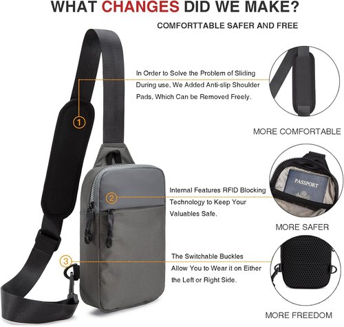 Higouta Mini Sling Bag - RFID Blocking Crossbody Backpack for Travel & Workouts | Unisex Utility Chest Bag