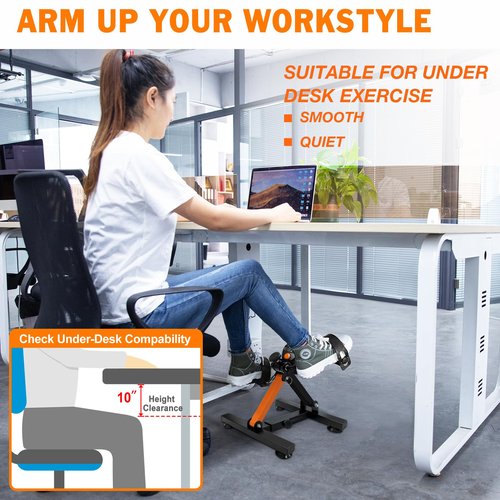 GOREDI Pedal Exerciser with Adjustable Heights, Collapsable Under Desk Bike with Suction Cups for Arm & Leg Workout for Seniors with Display, Tool-Free Assembly