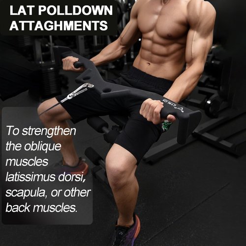 LAT Pull Down Bar, Weight Training Equipment, Gym Cable Machine Attachment (Black)