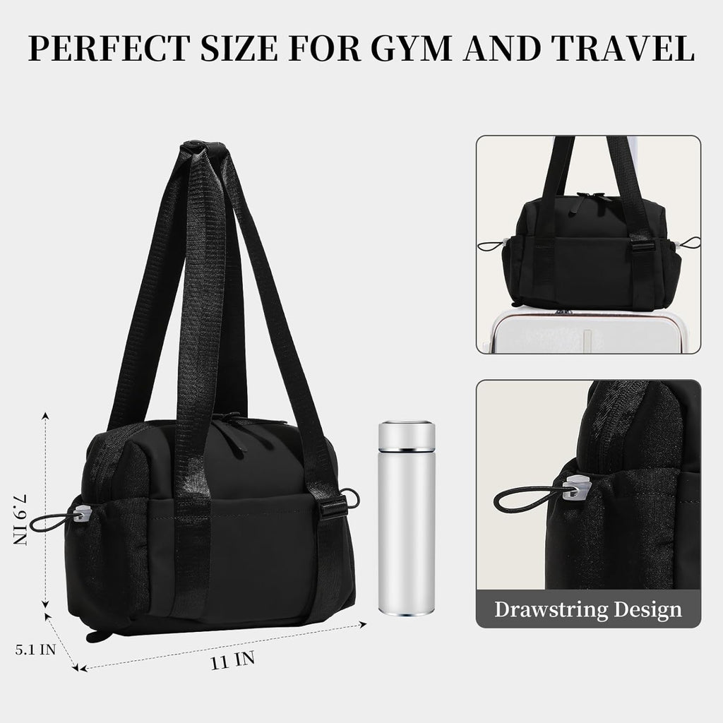 Skiennix Small Gym Bag - Mini Duffle Tote with Wet Compartment for Workout | Black