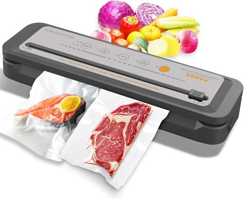 MEGAWISE Vacuum Sealer Machine 2025 - Powerful One-Touch Automatic Design | Seals in 10-20 Seconds | Includes 10 Vacuum Bags & Built-in Cutter