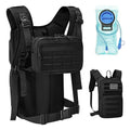 Koculemi Tactical Hydration Backpack with 2L Water Bladder and Front Small Tactical Pouch, Outdoor Water Backpack for Men Women, Sports Hydration Pack for Hiking, Cycling, Climbing (Black, M)