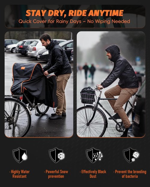Bike Cover Waterproof - 600D Heavy Duty Bicycle Covers for 1-3 Bikes | UV, Rain, Dust & Snow Protection