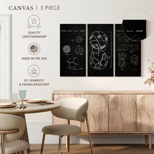 ElephantStock Soccer Ball Canvas Art - Multi-Piece 3 Panel Decor for Boys - 50" X 32" Sports Wall Art