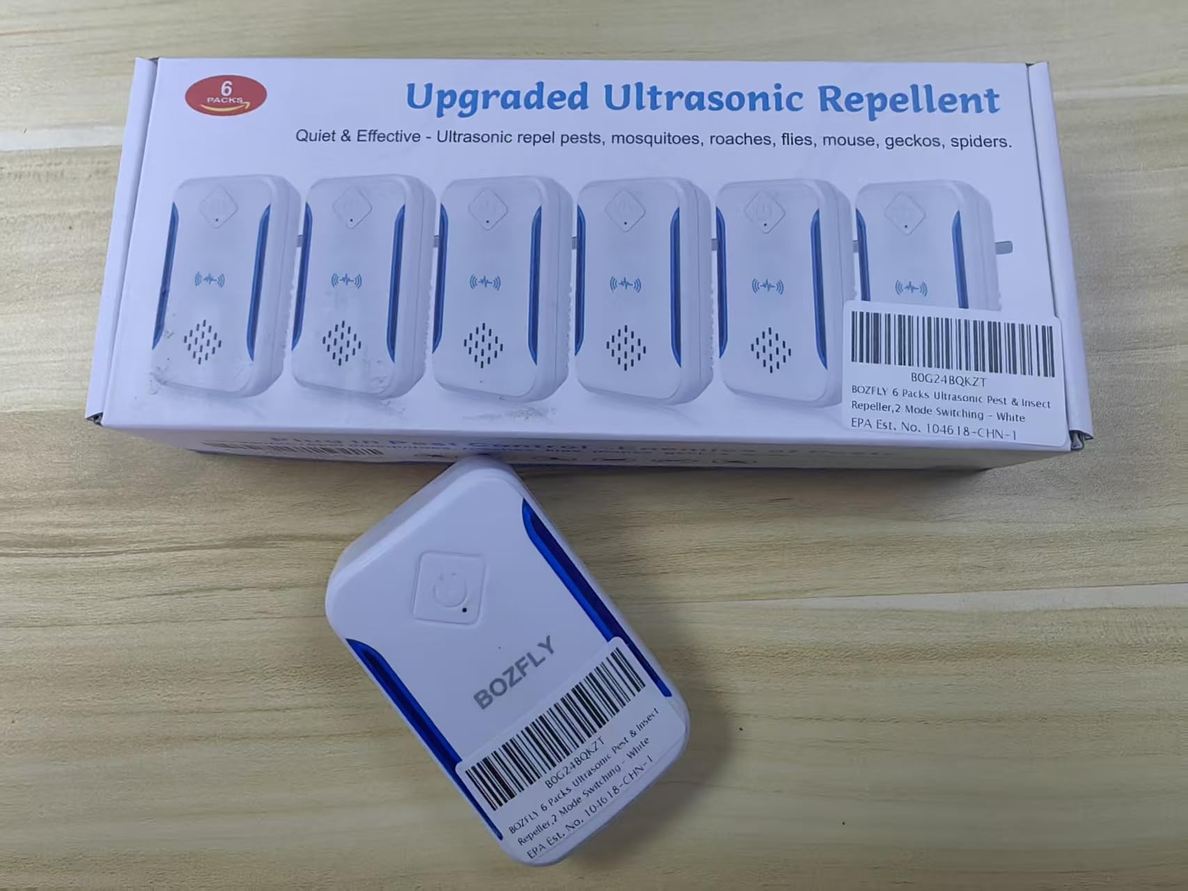 BOZFLY 6 Packs Ultrasonic Pest & Insect Repeller, Upgraded Indoor Ultrasonic Repellent for Mosquitoes, Roaches, Flies, Mouse, Geckos, Spiders, Electronic Plug in Pest Control, 2 Mode Switching, White