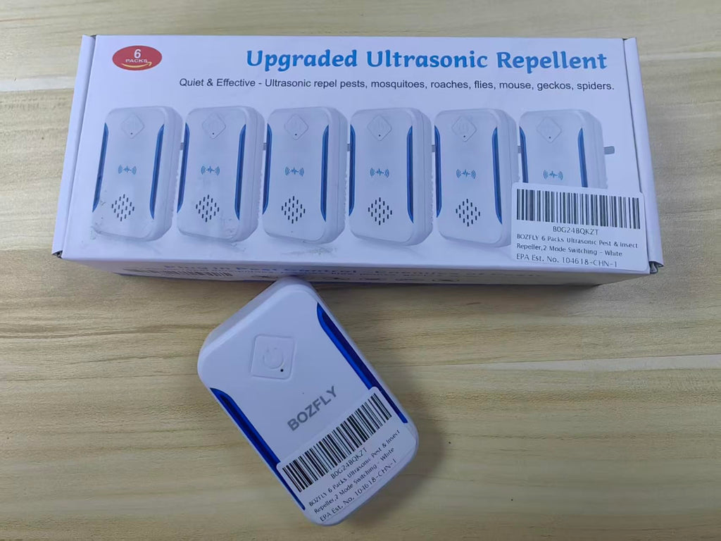 BOZFLY 6 Packs Ultrasonic Pest & Insect Repeller, Upgraded Indoor Ultrasonic Repellent for Mosquitoes, Roaches, Flies, Mouse, Geckos, Spiders, Electronic Plug in Pest Control, 2 Mode Switching, White