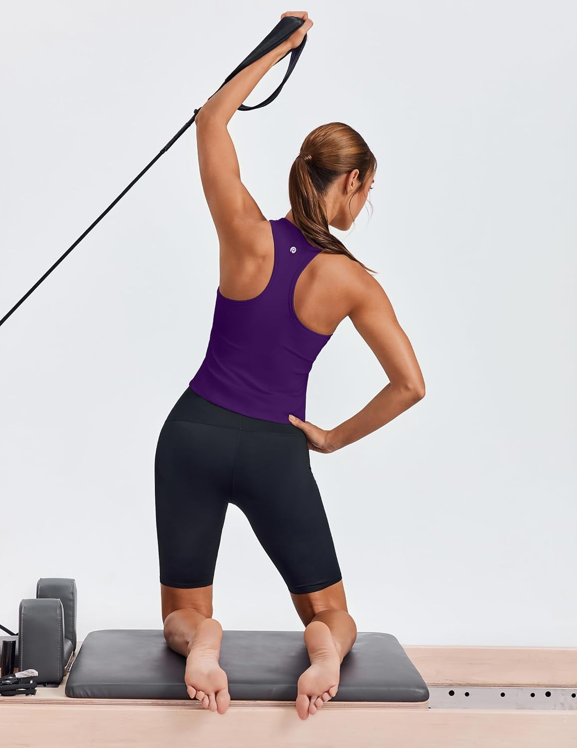 PINSPARK Workout Tops for Women - Racerback Tank with Built-In Bra | Padded Athletic Yoga Shirt