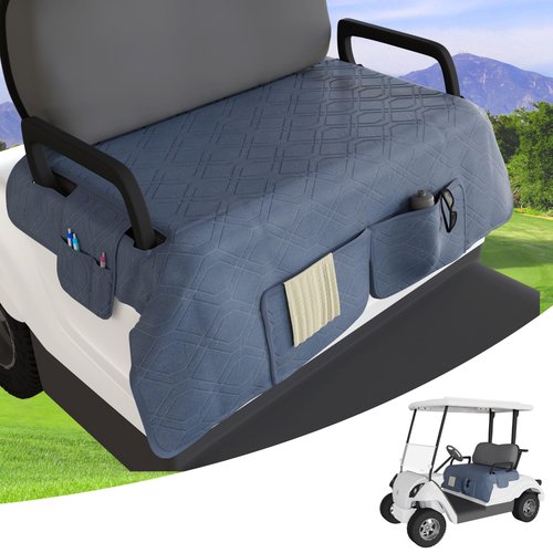 Eolzzi Golf Cart Seat Cover for Club Car, Waterproof, Washable, Breathable, Non-Slip Golf Cart Cover with 3 Pockets, for Golf Lovers, Navy Blue