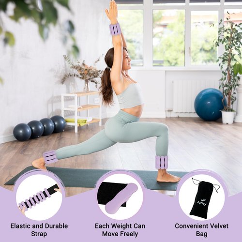 JORICY Wrist Weights Adjustable Ankle Weights for Women Men 1lb*2 Silicone Arm & Leg Weighted Bracelet for Yoga Pilates Running Walking Swimming Physical Therapy Strength Training Purple
