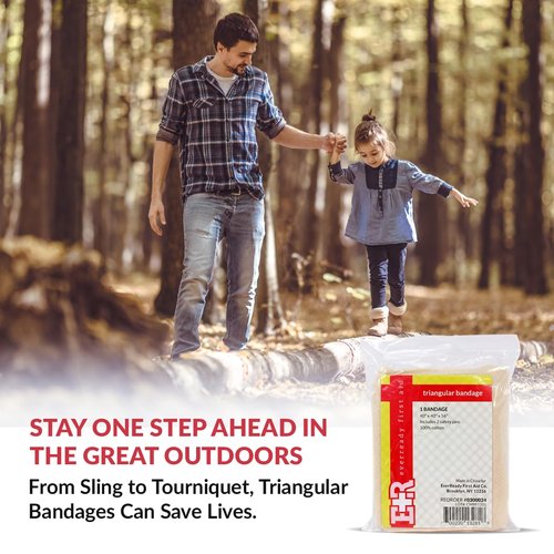 Ever Ready First Aid Triangular Bandage, 40" x 40" x 56", 12 Count- 100% Cotton