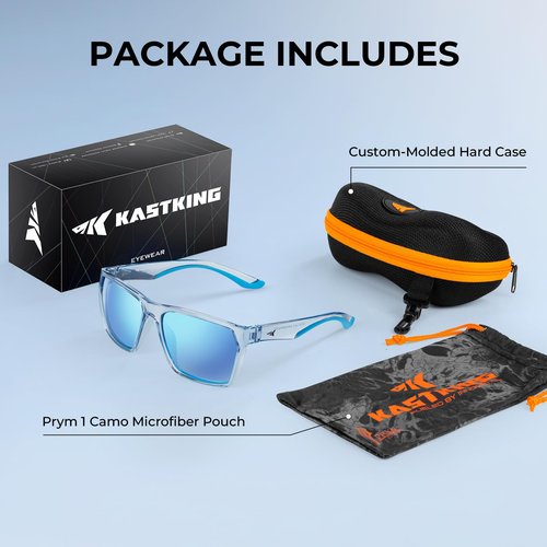 KastKing Beartrap Polarized Sport Sunglasses for Men & Women, Wayfarer Design, PuriVex Scratch & Water-Resistant Coating, UV400 Protection, Fishing, Driving & Boating Eyewear
