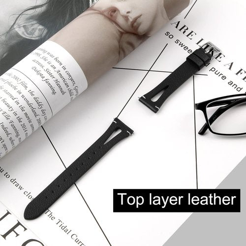 Lamshaw Compatible with TRAUSI Smart Watches Bands, Quick Release Slim Vintage Leather Strap Replacement Compatible with TRAUSI TG08 1.83" HD Smart Watches (Black, 22mm size band)