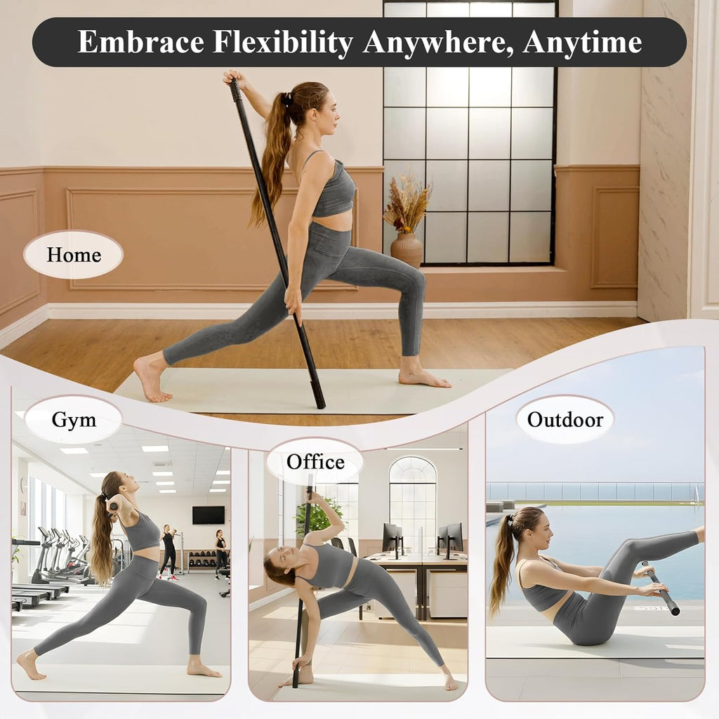 PAETA Yoga Stick - 5ft Bamboo Stretch Bar for Enhanced Mobility & Flexibility | Non-Slip Grip Included